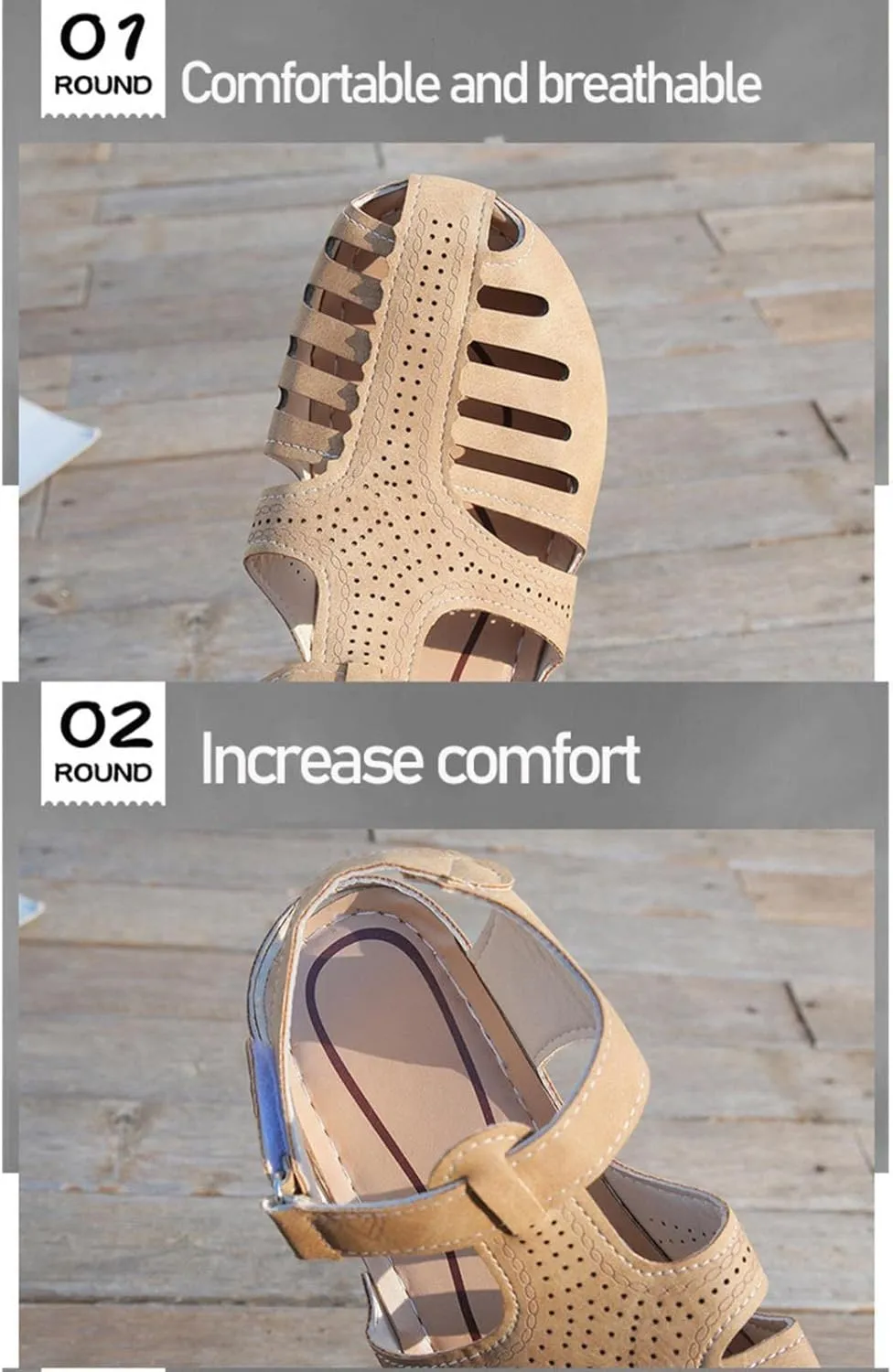 Closed Toe Sandals Women Orthopedic Dressy Summer Wedge Sandals Hollow Out Platform Gladiator Buckle Strap Beach Shoes