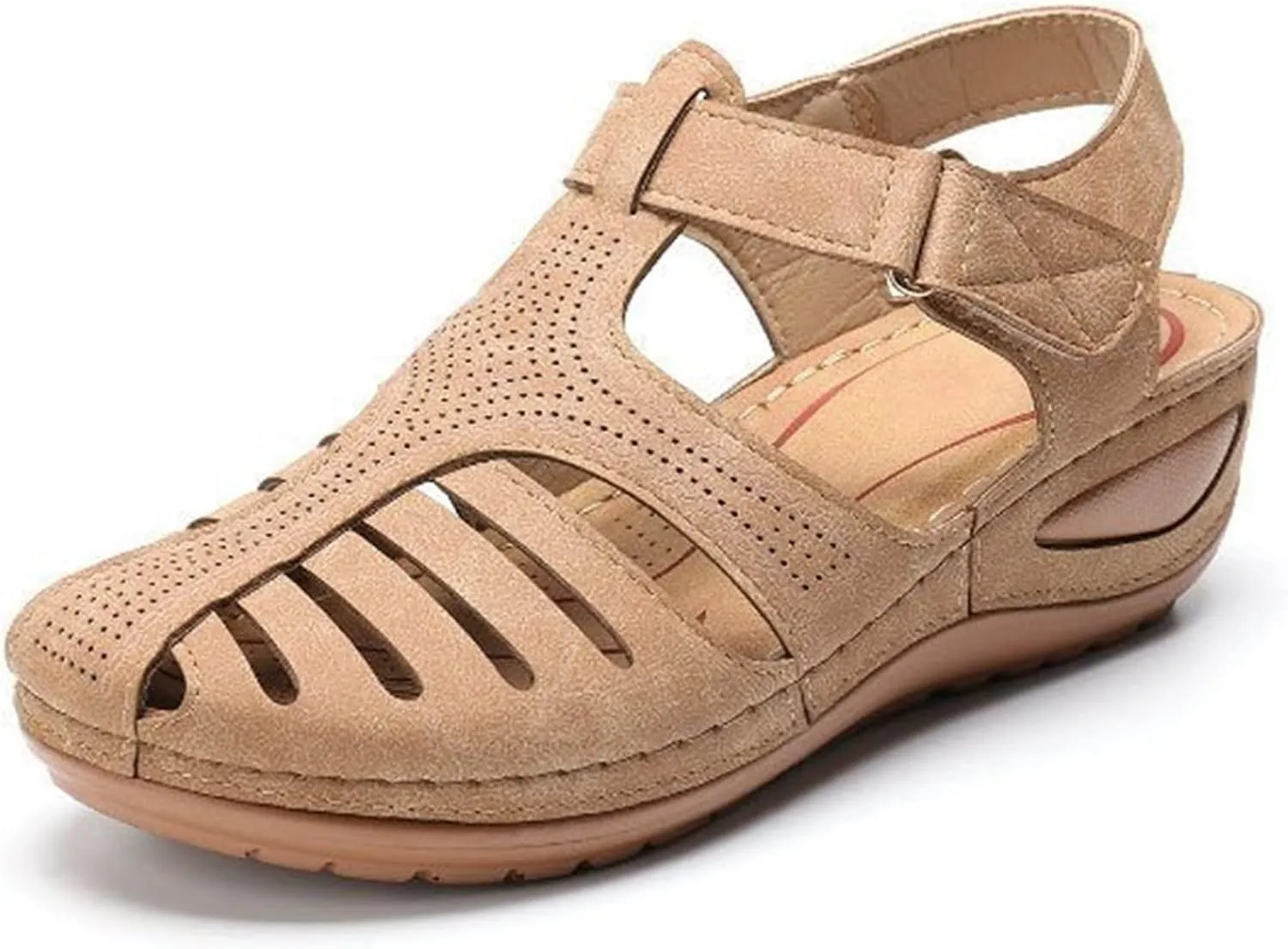 Closed Toe Sandals Women Orthopedic Dressy Summer Wedge Sandals Hollow Out Platform Gladiator Buckle Strap Beach Shoes