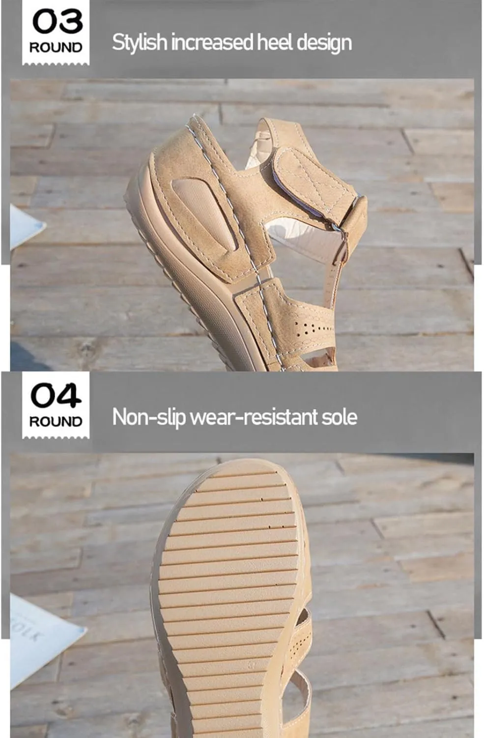 Closed Toe Sandals Women Orthopedic Dressy Summer Wedge Sandals Hollow Out Platform Gladiator Buckle Strap Beach Shoes