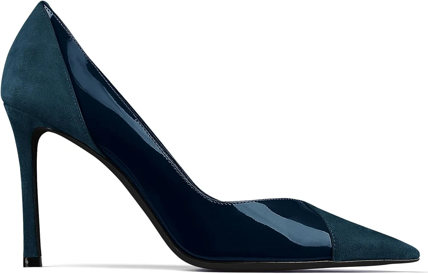 Coutgo Womens Pointed Toe High Heels Pumps Patent Suede Stiletto Heel Slip on Office Party Wedding Dress Shoes