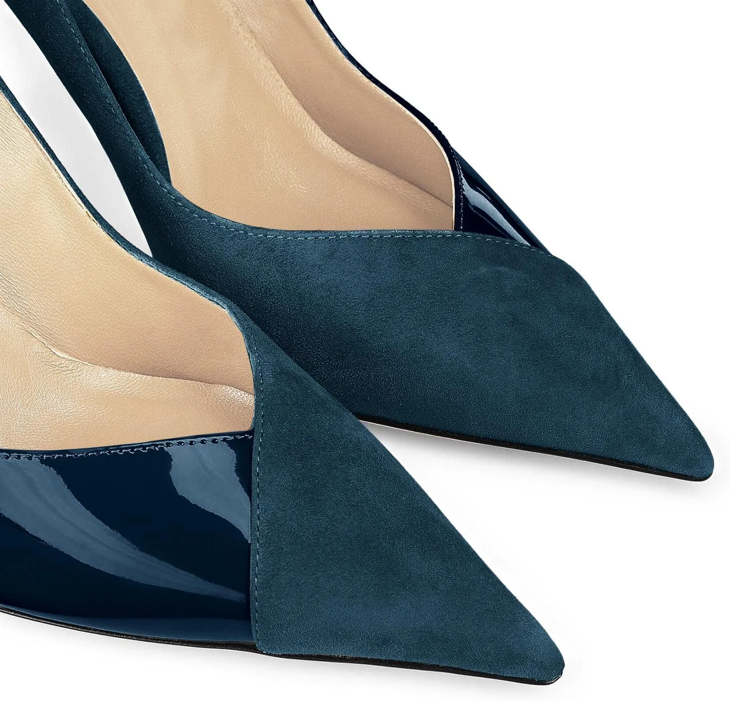 Coutgo Womens Pointed Toe High Heels Pumps Patent Suede Stiletto Heel Slip on Office Party Wedding Dress Shoes