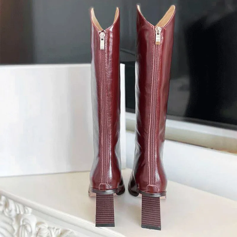 Cowboy Boots Women Handmade Genuine Leather In White/Black/Red-Western R Toe Boots