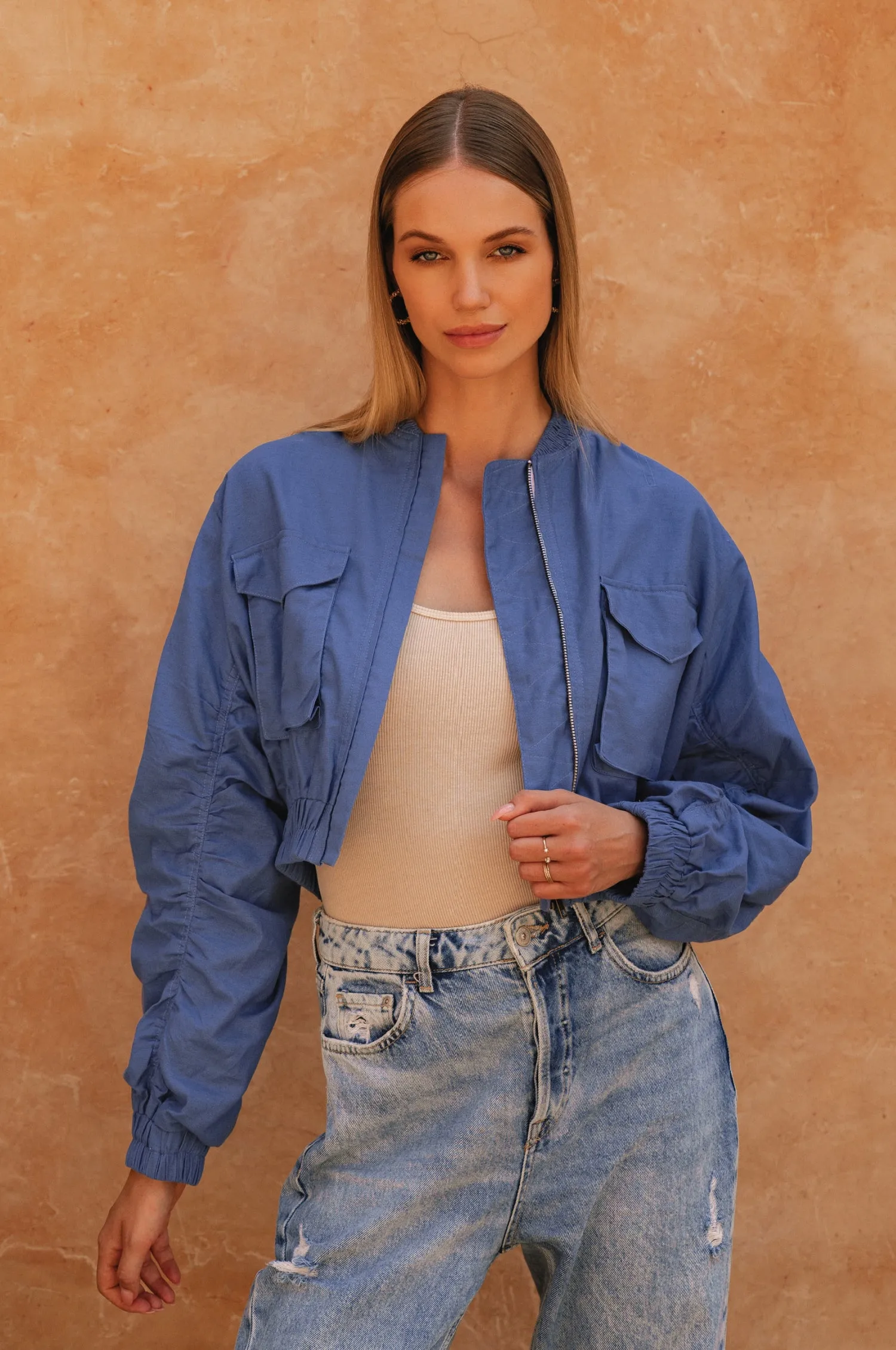 Denver Linen Bomber Jacket