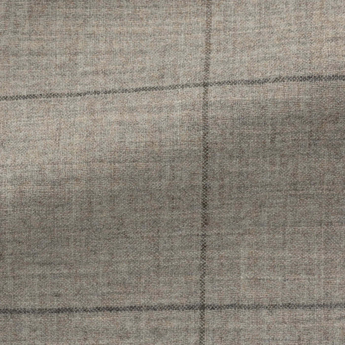 Drago Beige Natural Bi Stretch S130 Wool Flannel With Brown Windowpane