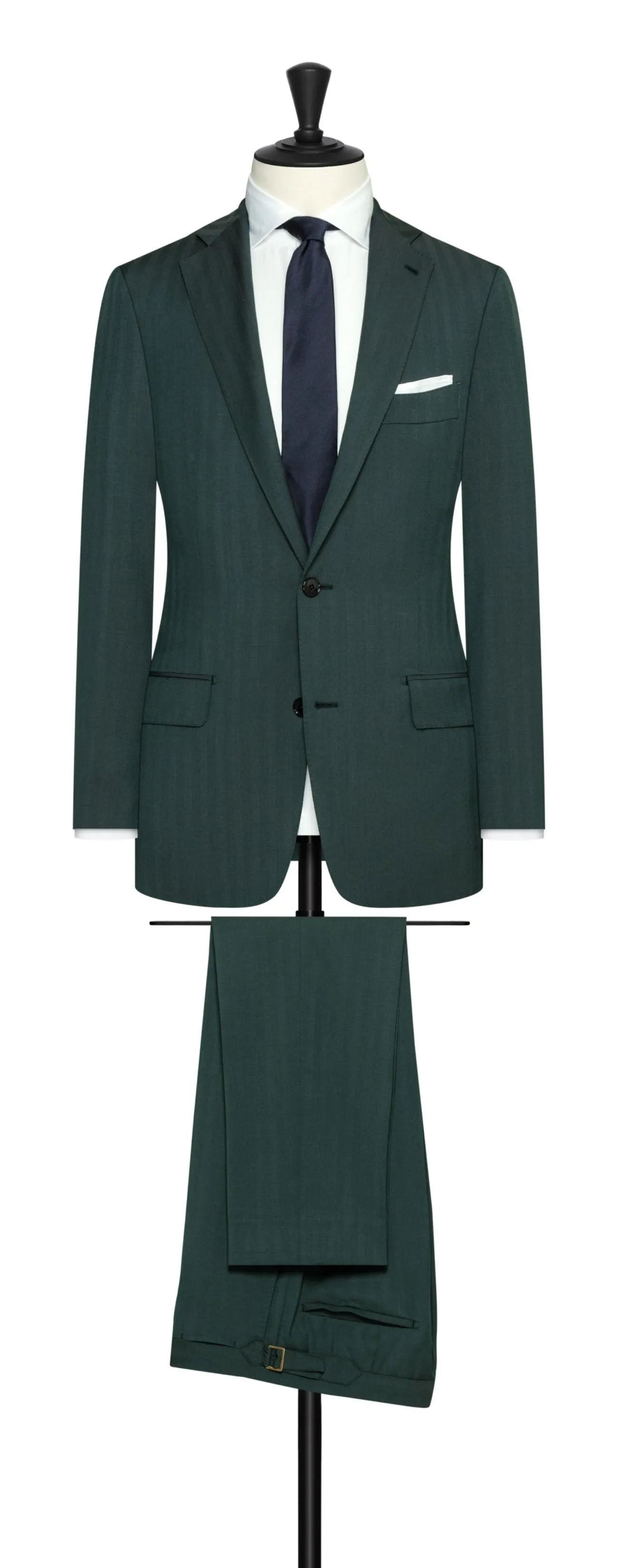 Drago Dark Green Bi Stretch Tropical S130 Wool Solaro Herringbone