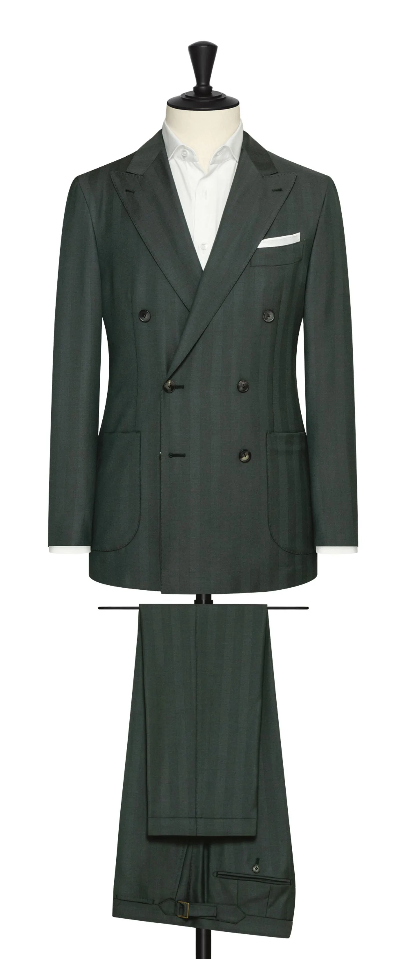 Drago Forest Green Natural Bi Stretch Tropical S130 Wool Solaro Herringbone