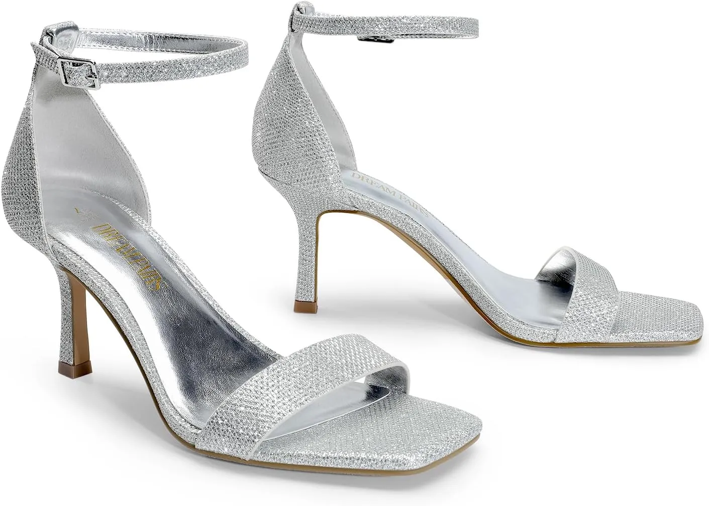 DREAM PAIRS Women's High Stilettos Open Square Toe Ankle Strap Heels Sexy Fashion Comfort Dress Shoes Wedding Bridal Pumps Heeled Sandals