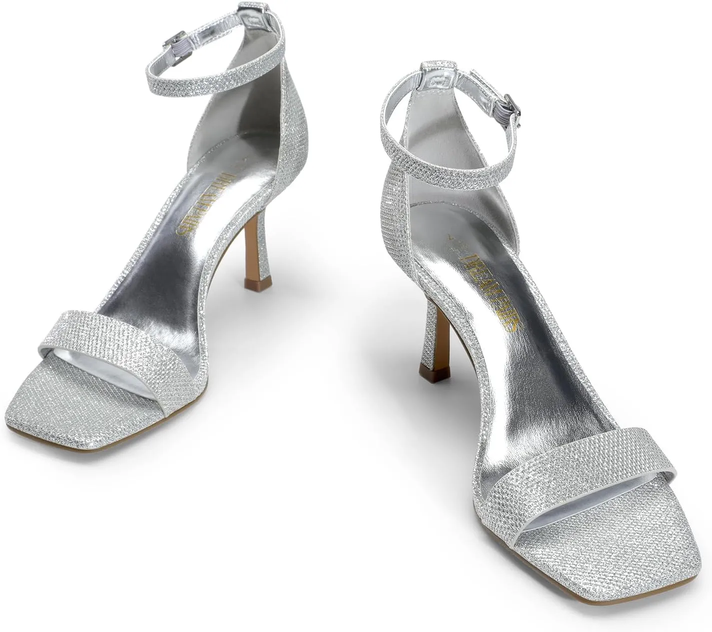 DREAM PAIRS Women's High Stilettos Open Square Toe Ankle Strap Heels Sexy Fashion Comfort Dress Shoes Wedding Bridal Pumps Heeled Sandals