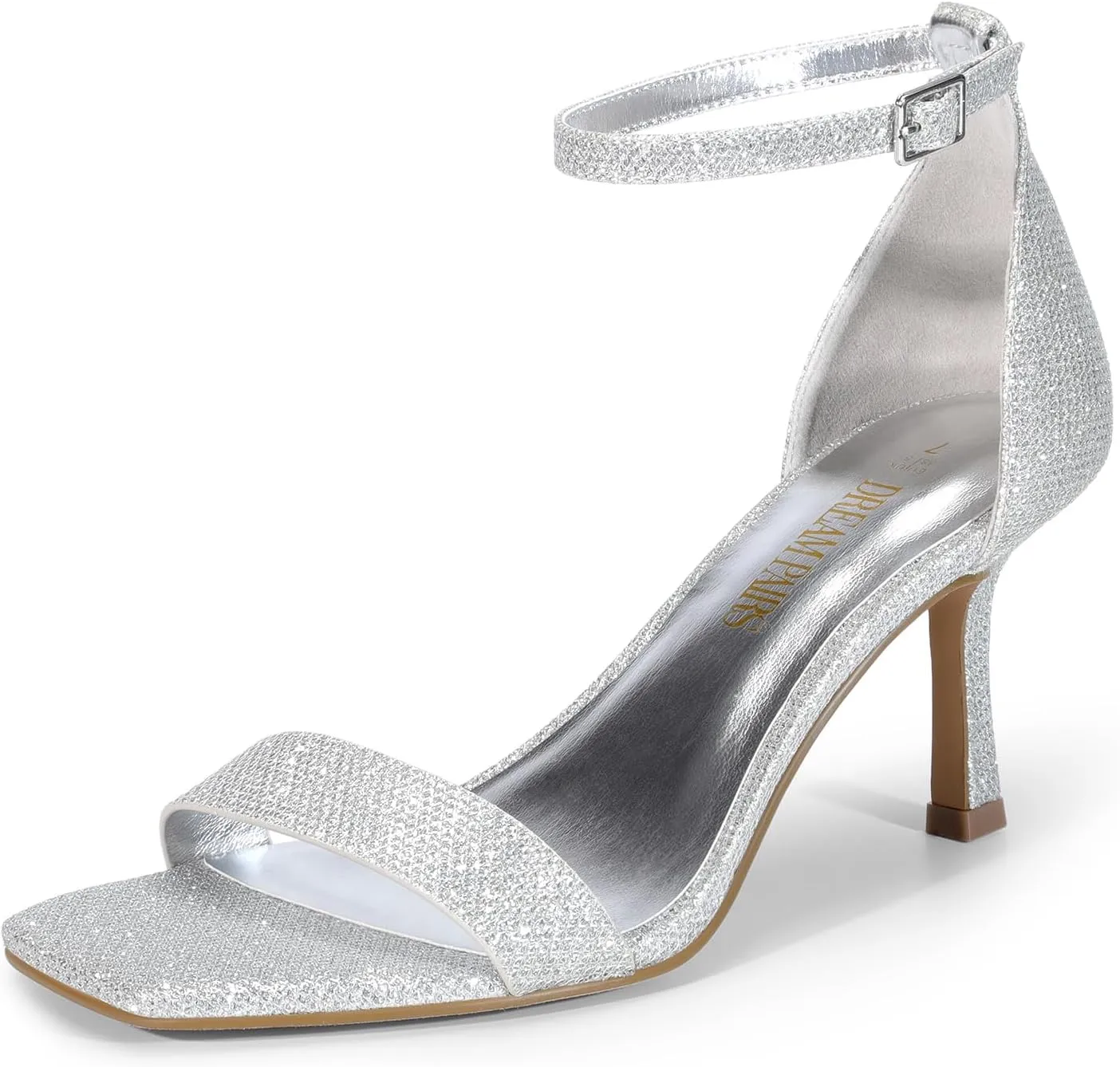 DREAM PAIRS Women's High Stilettos Open Square Toe Ankle Strap Heels Sexy Fashion Comfort Dress Shoes Wedding Bridal Pumps Heeled Sandals