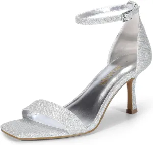 DREAM PAIRS Women's High Stilettos Open Square Toe Ankle Strap Heels Sexy Fashion Comfort Dress Shoes Wedding Bridal Pumps Heeled Sandals
