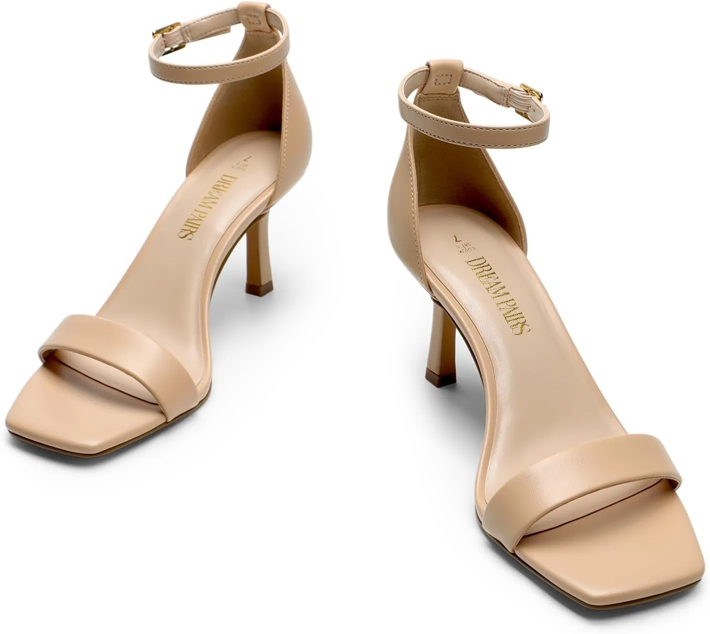 DREAM PAIRS Women's High Stilettos Open Square Toe Ankle Strap Heels Sexy Fashion Comfort Dress Shoes Wedding Bridal Pumps Heeled Sandals