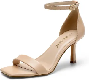 DREAM PAIRS Women's High Stilettos Open Square Toe Ankle Strap Heels Sexy Fashion Comfort Dress Shoes Wedding Bridal Pumps Heeled Sandals