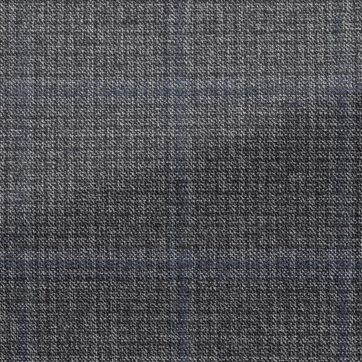 E. Thomas Grey to Black Merino Wool & Cashmere Micro Check with Prussian Blue Overcheck