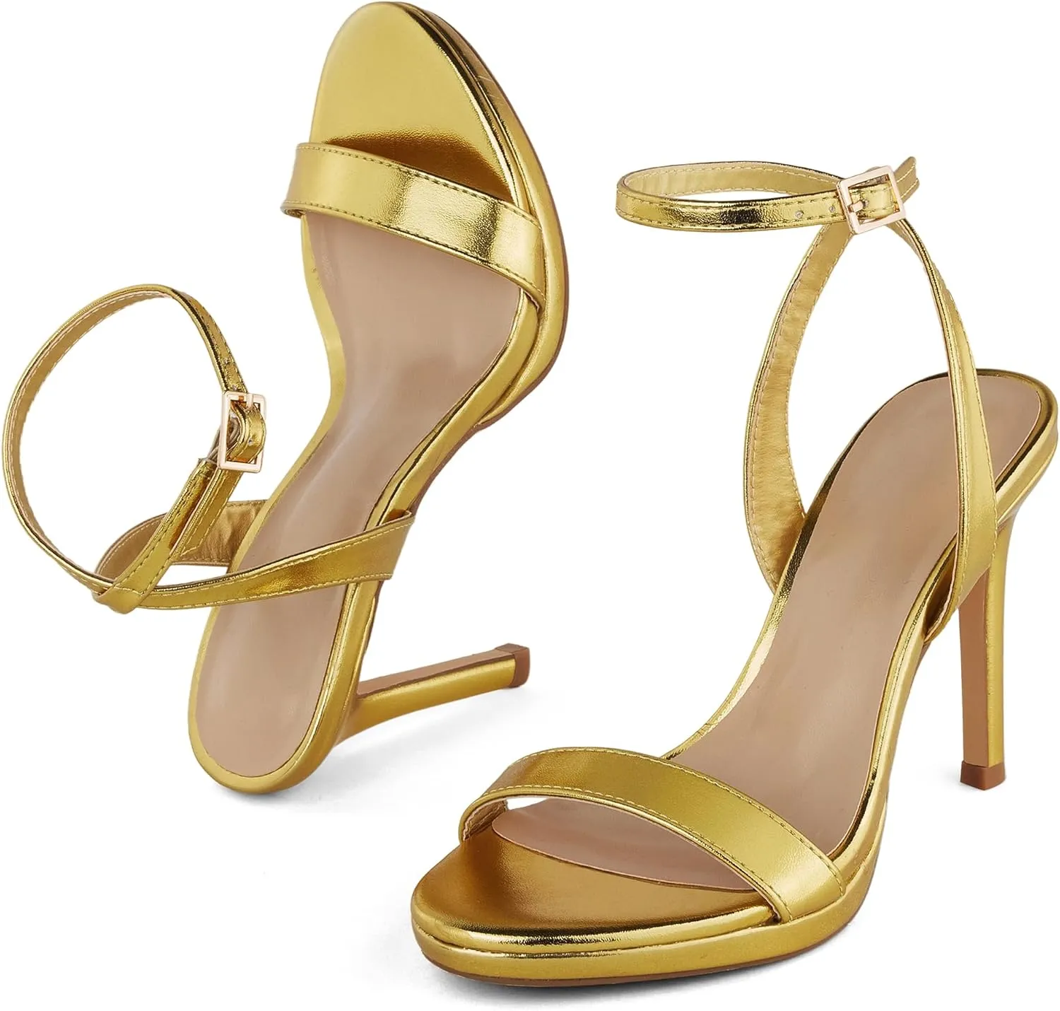 Elisabet Tang Women's Open Toe Heeled Sandals Round Toe Shoes Stiletto Heels Strappy Sandals For Women Sexy Dress Shoes