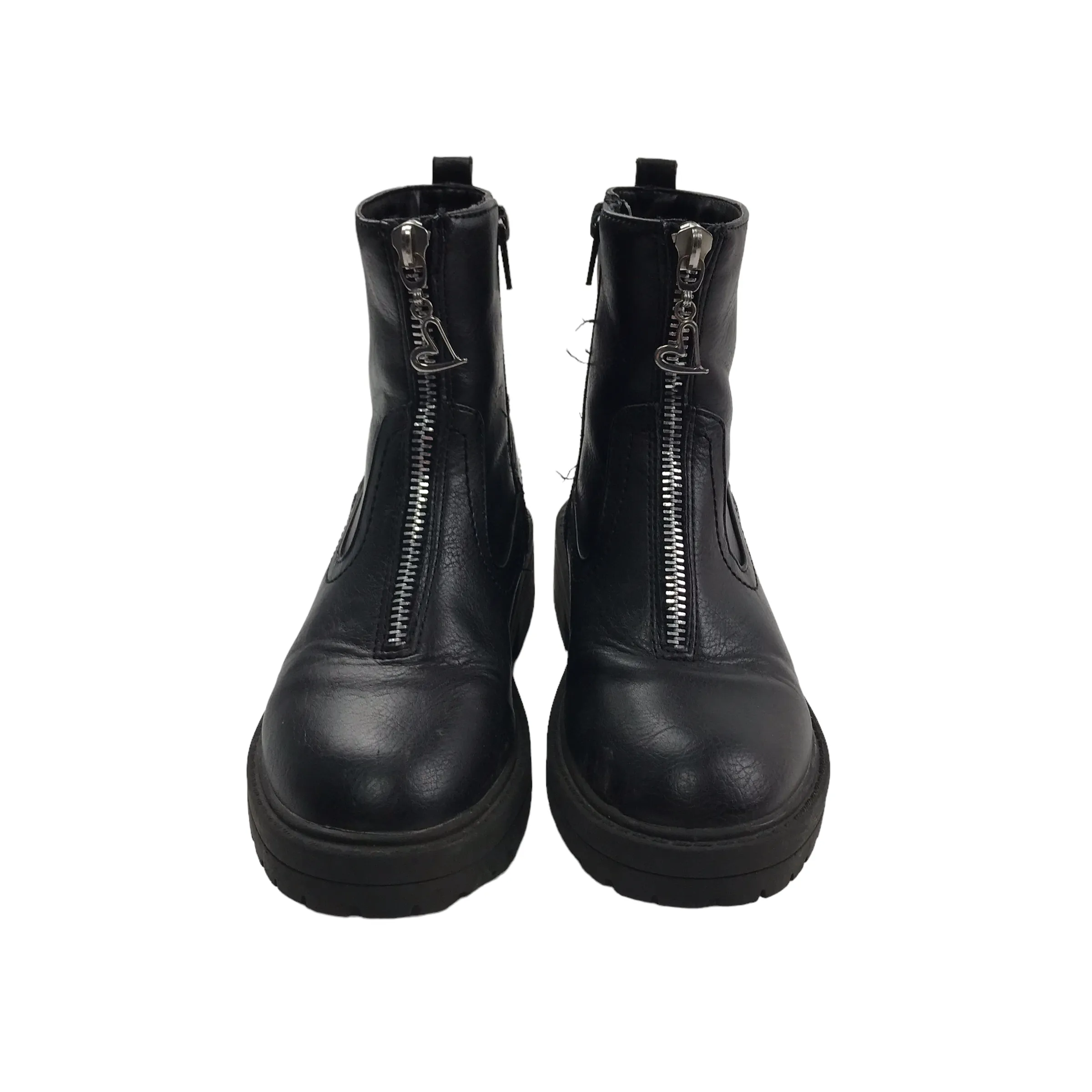 F&F Black Faux Leather Boots Shoe Size 13 junior