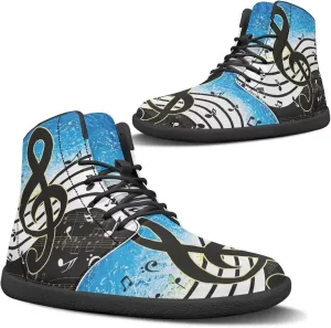 Fancy Music Notes Barefoot Shoes Non Slip Women's Fashion Sneakers Breathable High Top Ankle Platform Shoes