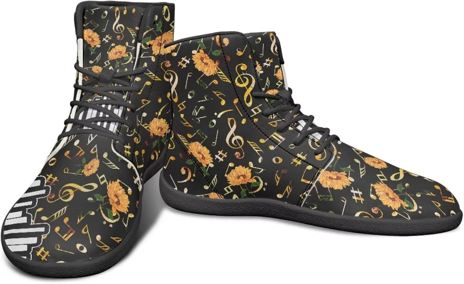 Fancy Music Notes Barefoot Shoes Non Slip Women's Fashion Sneakers Breathable High Top Ankle Platform Shoes