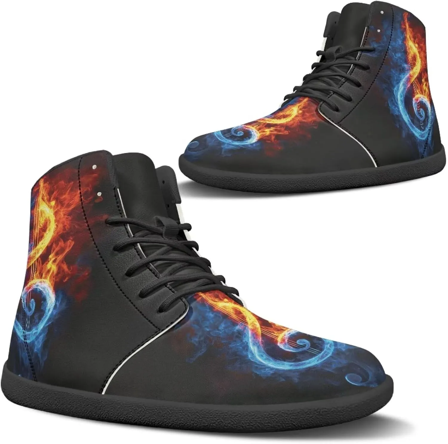 Fancy Music Notes Barefoot Shoes Non Slip Women's Fashion Sneakers Breathable High Top Ankle Platform Shoes