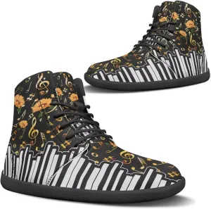 Fancy Music Notes Barefoot Shoes Non Slip Women's Fashion Sneakers Breathable High Top Ankle Platform Shoes