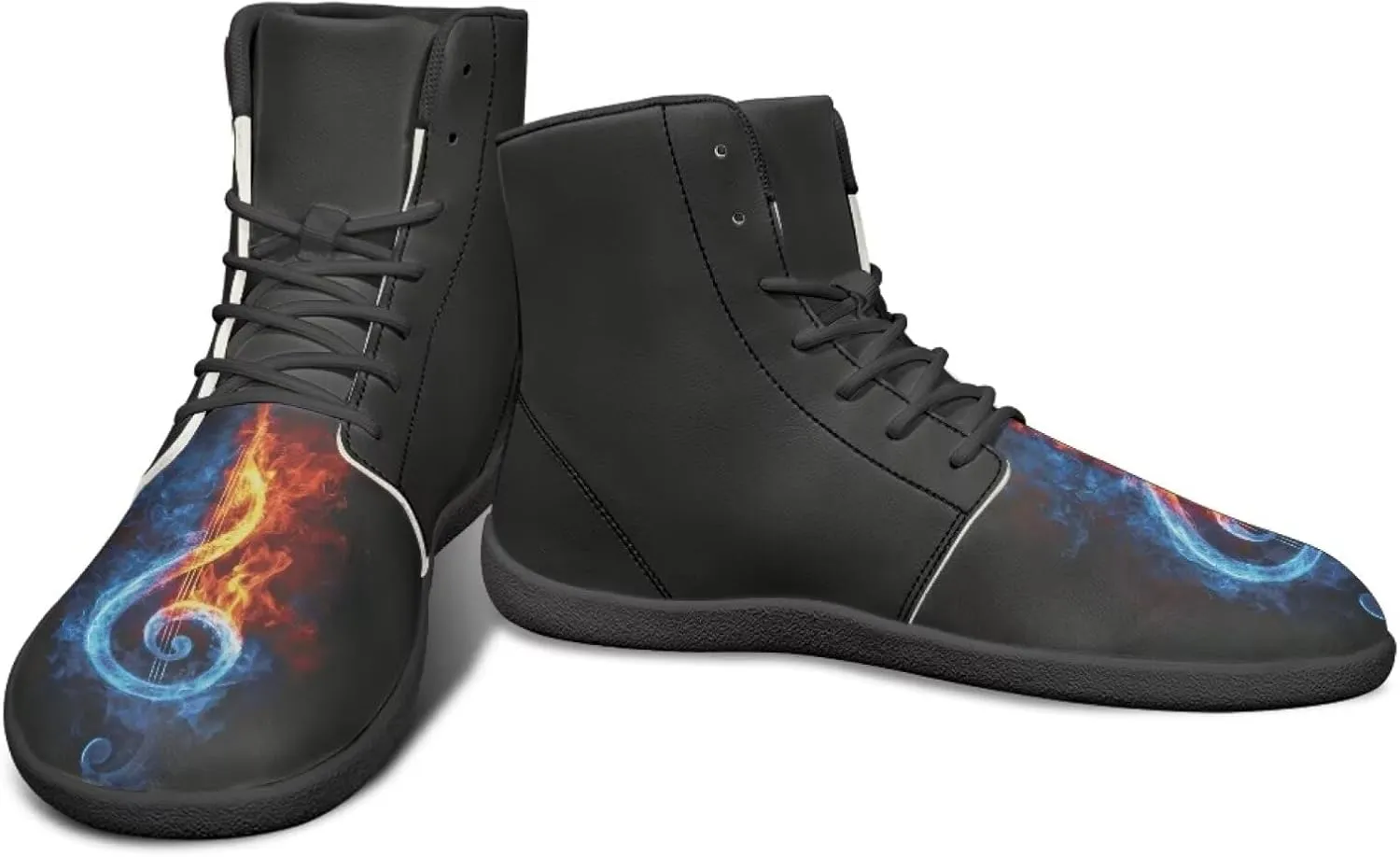Fancy Music Notes Barefoot Shoes Non Slip Women's Fashion Sneakers Breathable High Top Ankle Platform Shoes