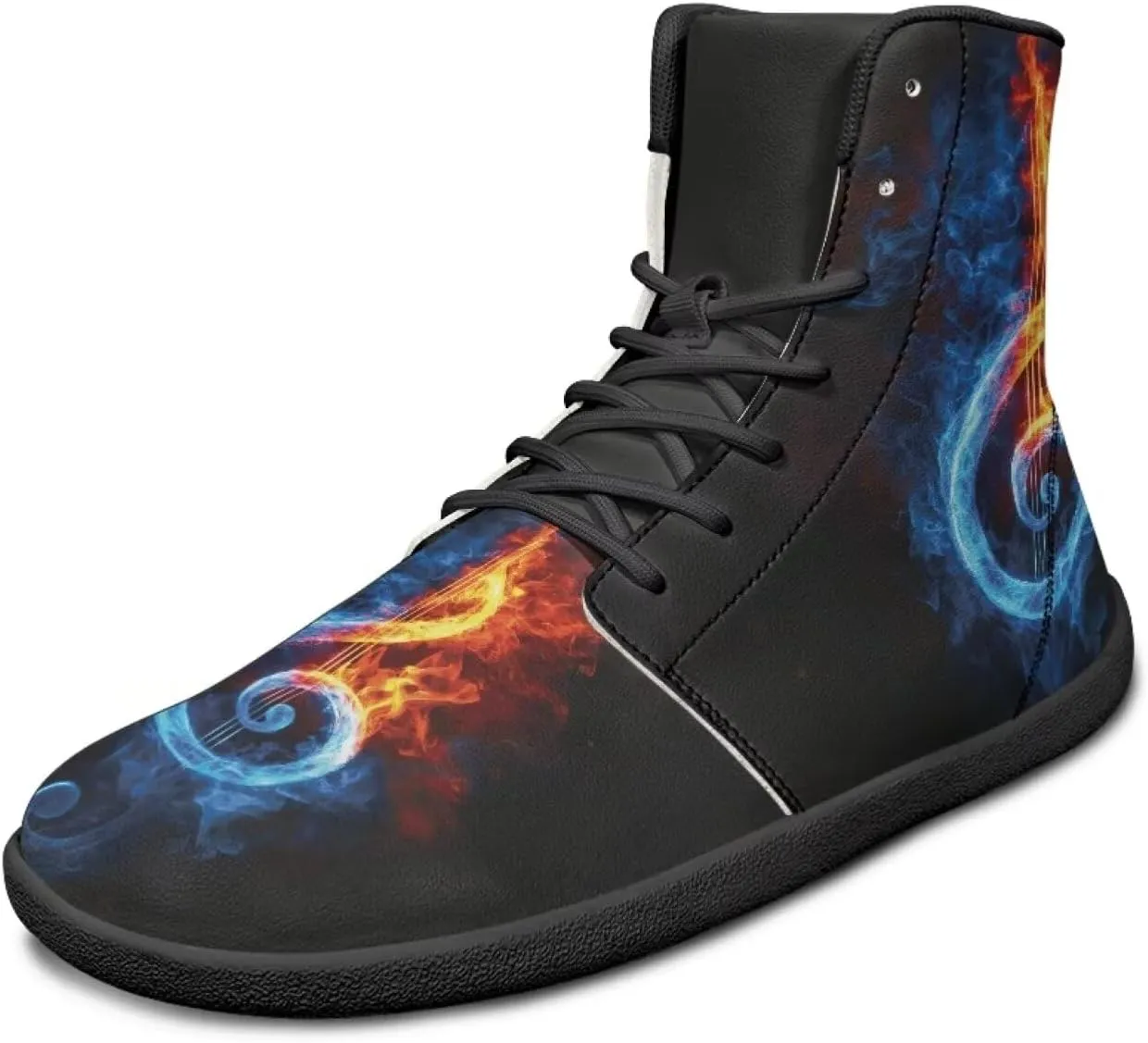 Fancy Music Notes Barefoot Shoes Non Slip Women's Fashion Sneakers Breathable High Top Ankle Platform Shoes