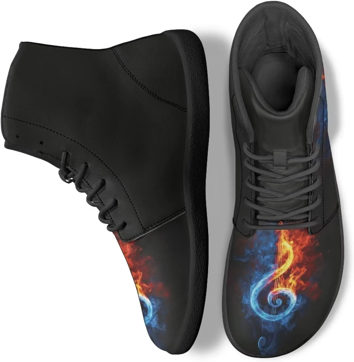 Fancy Music Notes Barefoot Shoes Non Slip Women's Fashion Sneakers Breathable High Top Ankle Platform Shoes