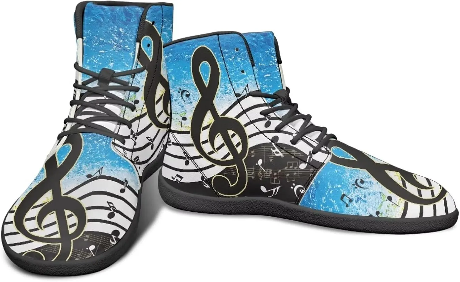 Fancy Music Notes Barefoot Shoes Non Slip Women's Fashion Sneakers Breathable High Top Ankle Platform Shoes