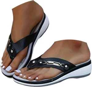 Fanyil Women's Comfy Orthotic Sandals, Orthopedic Sandals for Women Wide Width Summer Comfortable Wedges Flip Flops