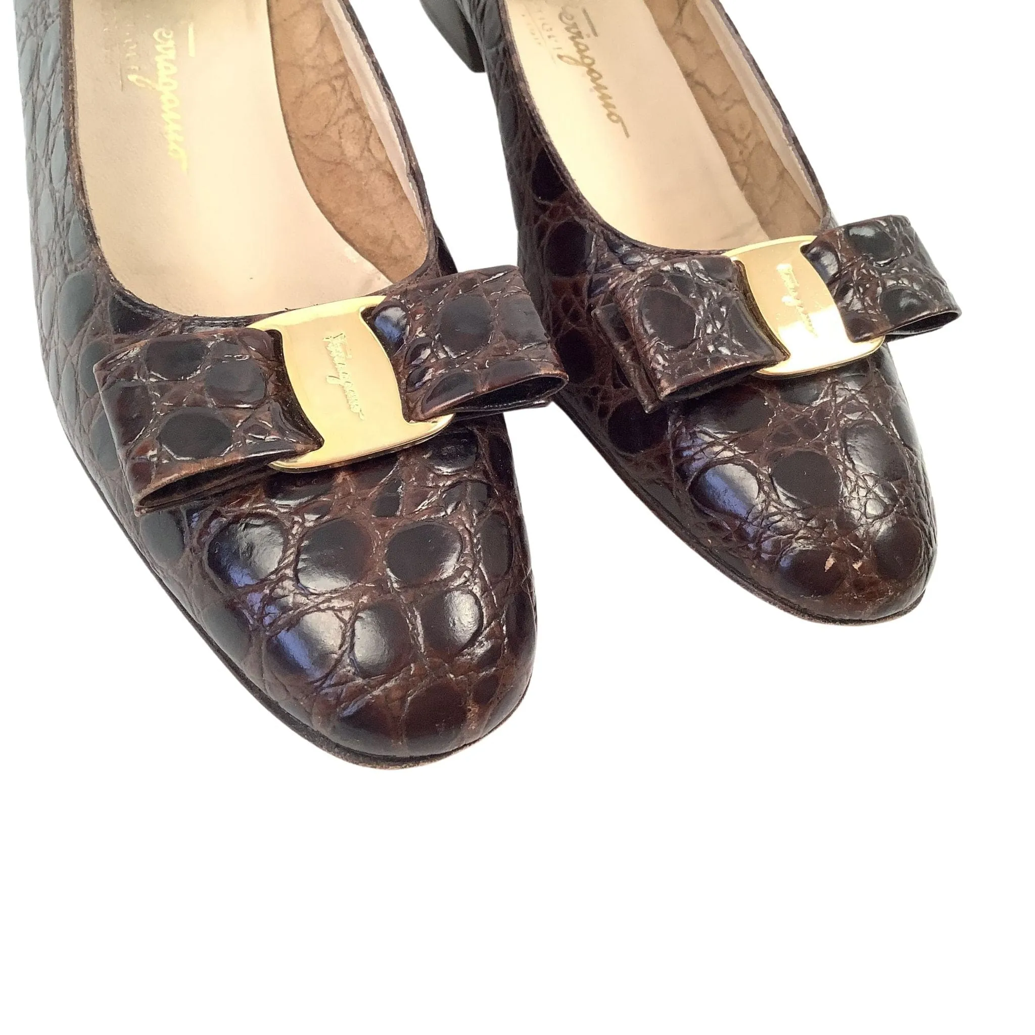 Ferragamo Moc Croc Heels