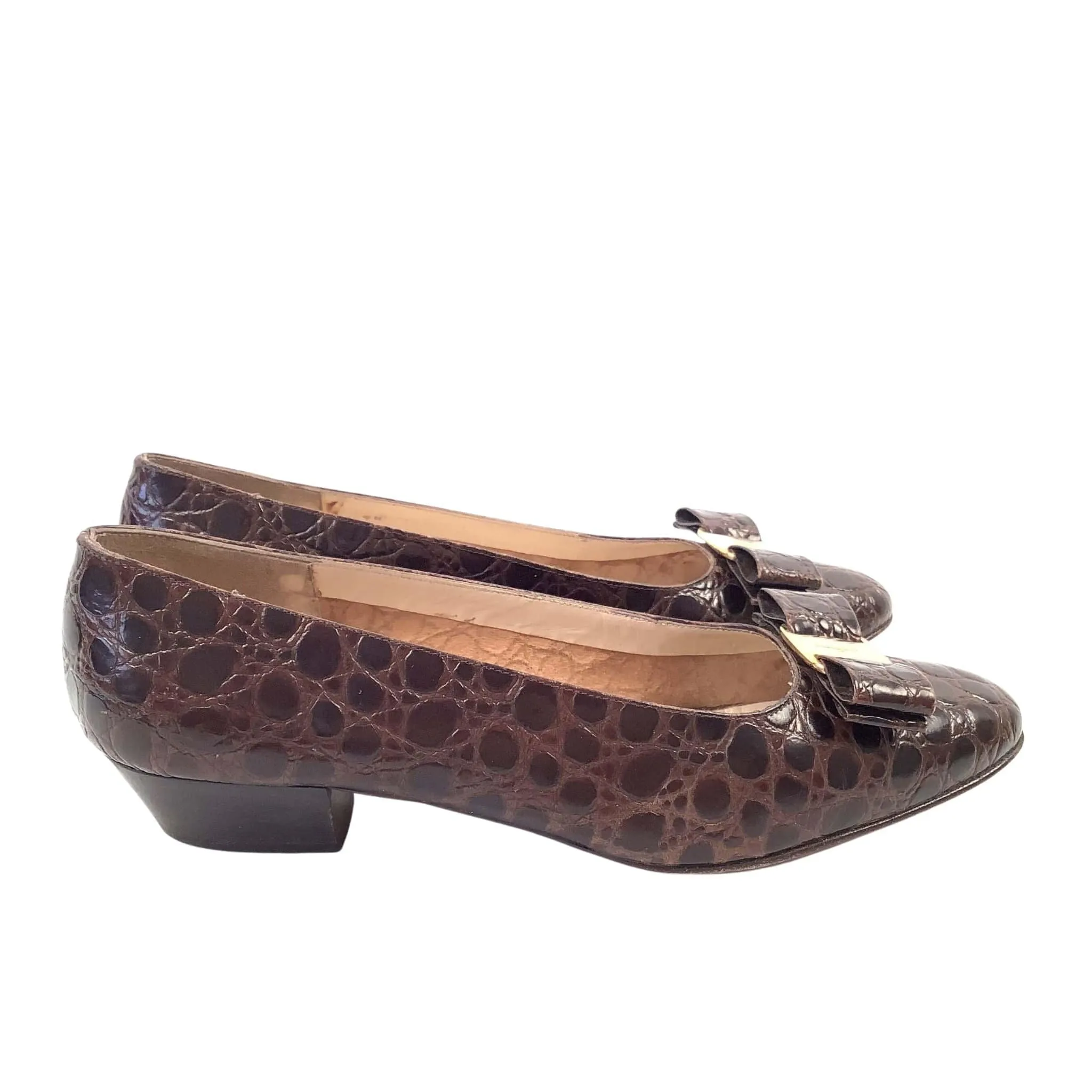 Ferragamo Moc Croc Heels