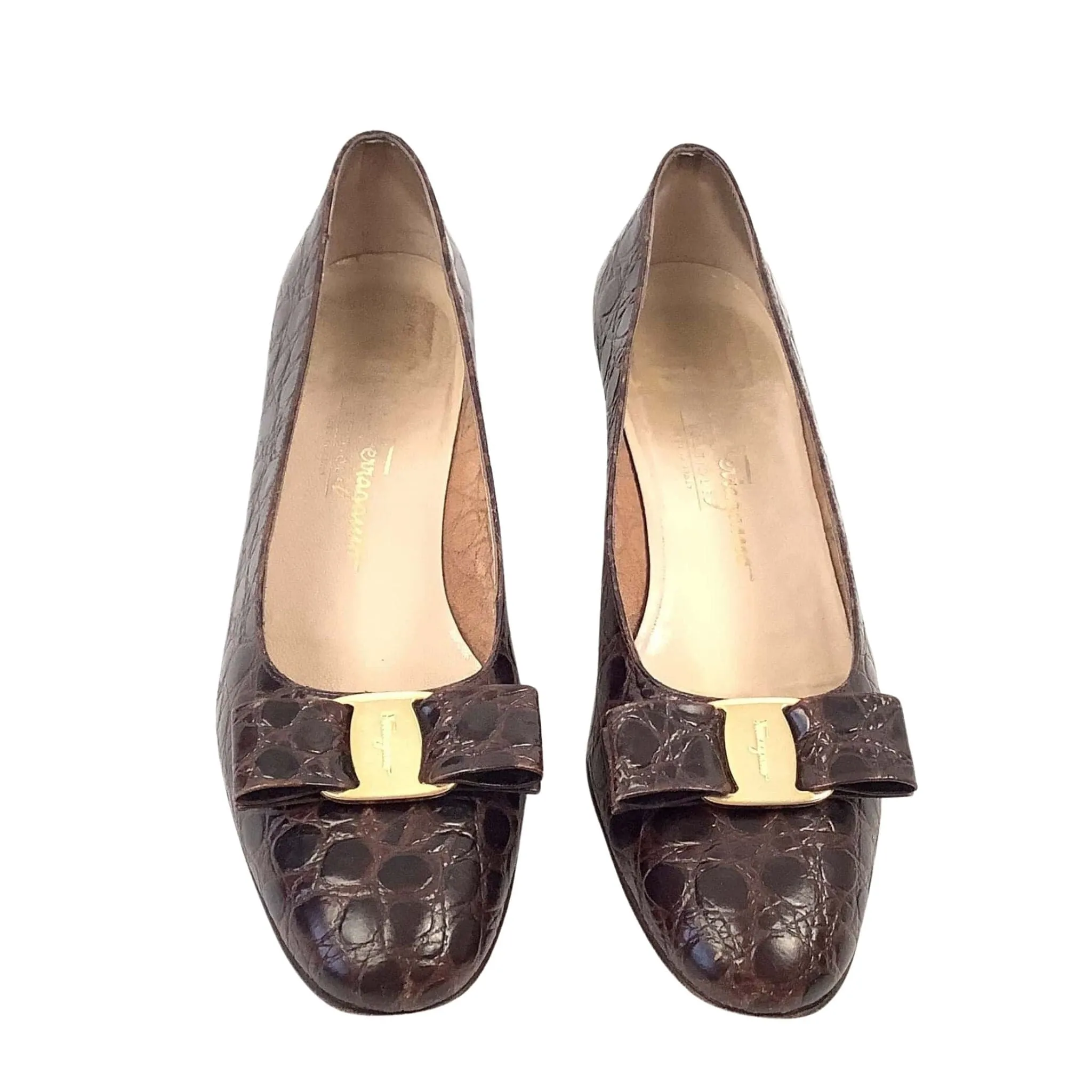 Ferragamo Moc Croc Heels