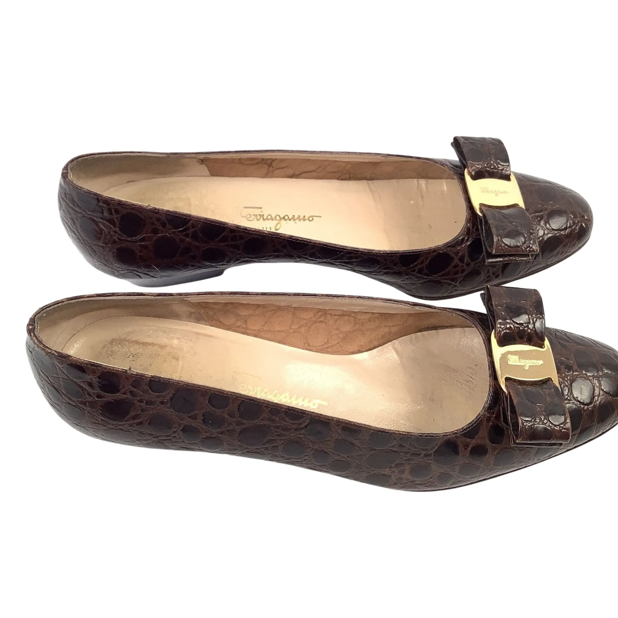 Ferragamo Moc Croc Heels