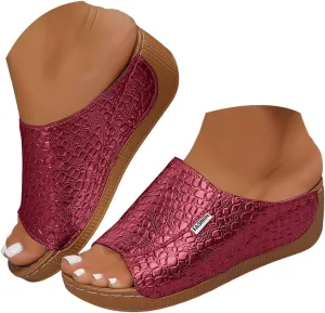 Flip Flops For Women Summer Wedges Shoes Women Slippers Bohemian Sandals Fashion Shoes Sandals Casual Comfortable Summer Backless Mules Adjustable Slide Walking Footwear