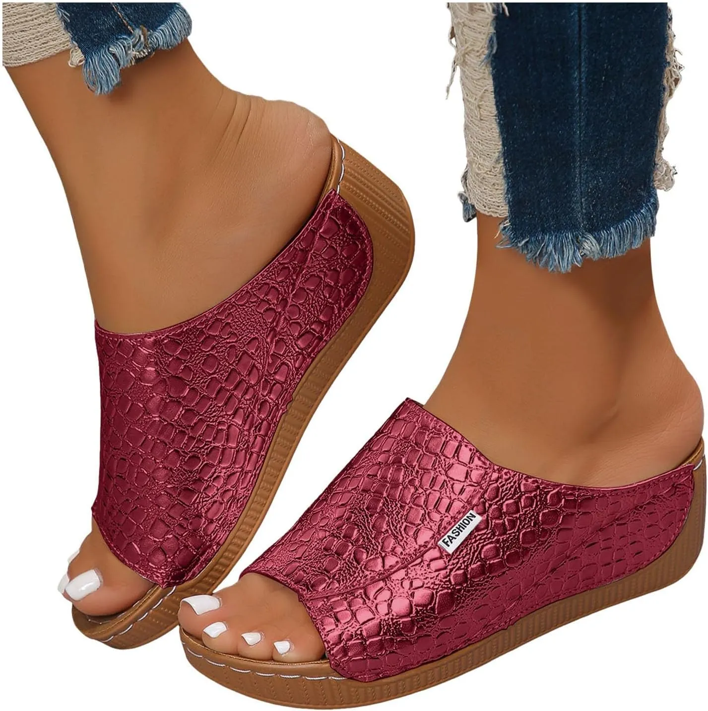 Flip Flops For Women Summer Wedges Shoes Women Slippers Bohemian Sandals Fashion Shoes Sandals Casual Comfortable Summer Backless Mules Adjustable Slide Walking Footwear