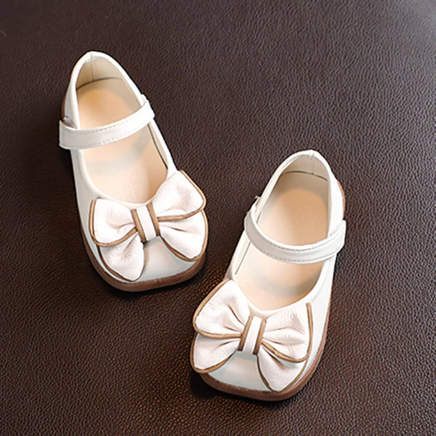 Girls Dress Shoes with Bow Toddler Flower Girls Shoes Mary Jane Flats for Party School Wedding Shoes