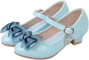 Girls Leatherette Low Heel Dress Shoes Princess Mary Jane Flats Flower Wedding Party Bridesmaid Pumps