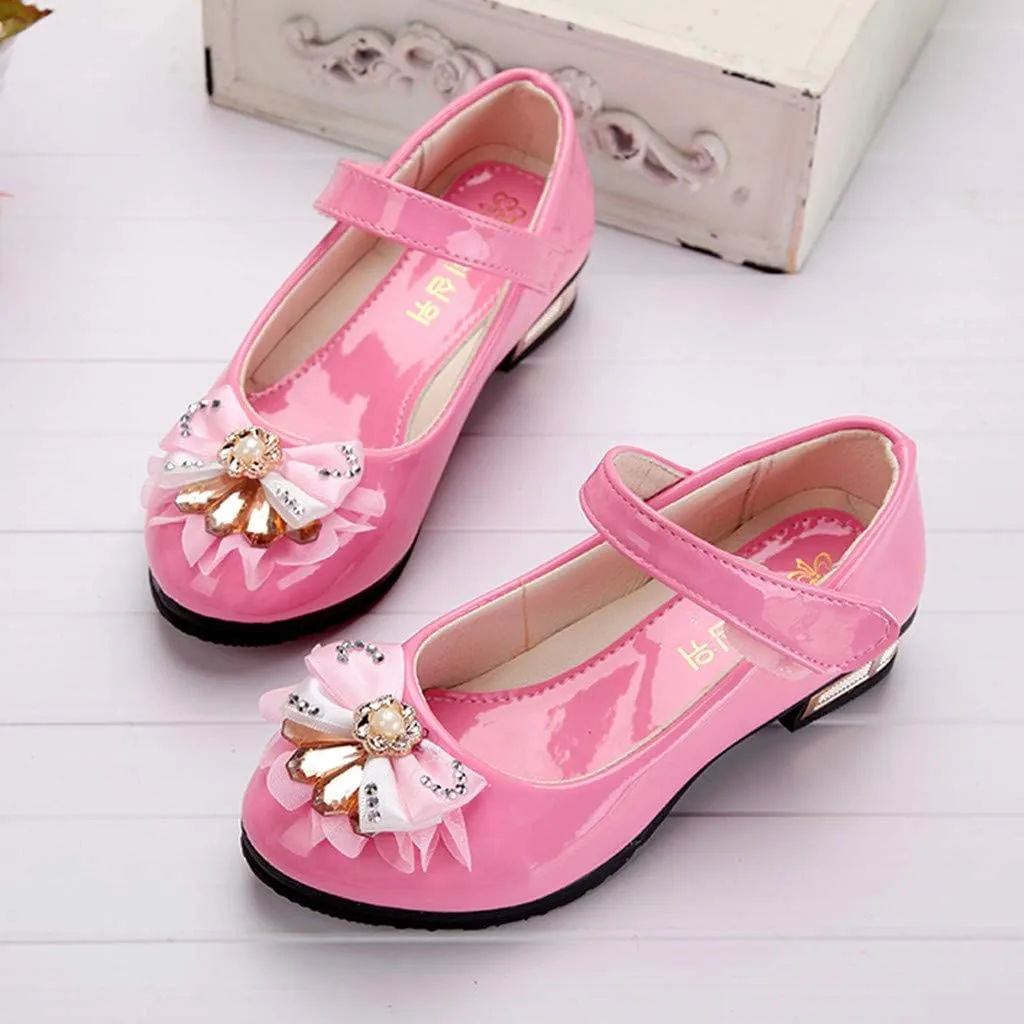 Girls Low Heel Dress Shoes Girls Pumps Mary Jane Shoes with Ankle Strap Dress Shoes for School Wedding Party