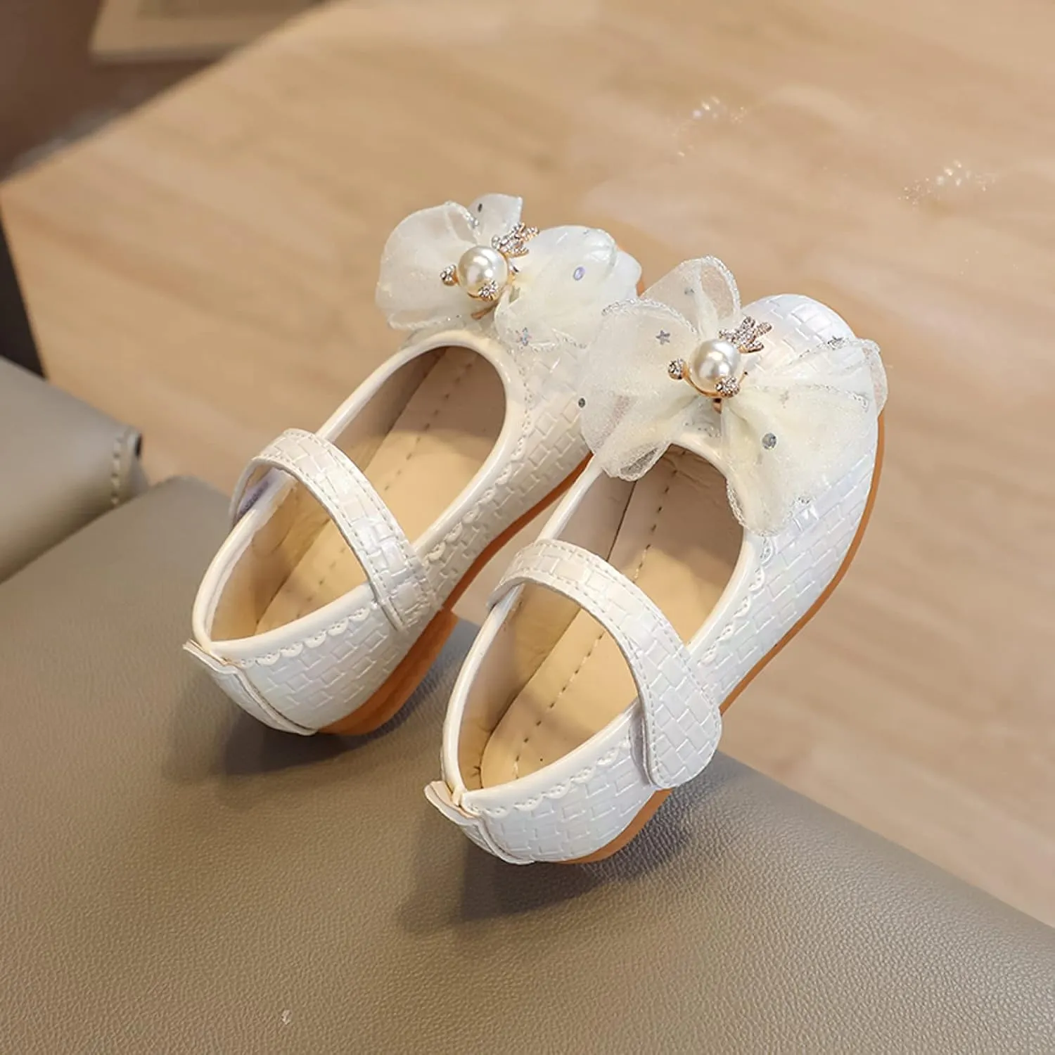 Girls Mary Jane Ballerina Flats Flower Bow Ballet Dress Shoes for Wedding Party School Ankle Strap Sandal