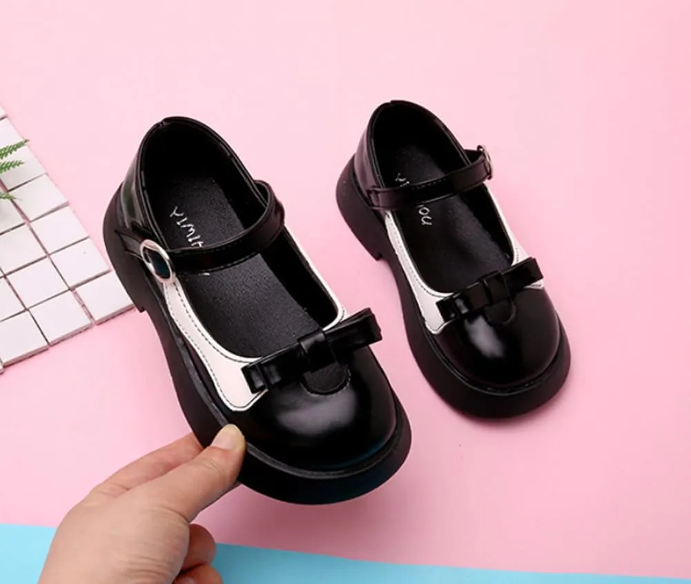 Girls Mary Jane Dress Shoes Ballerina Ballet Flats Flower Princess School Uniform Shoe