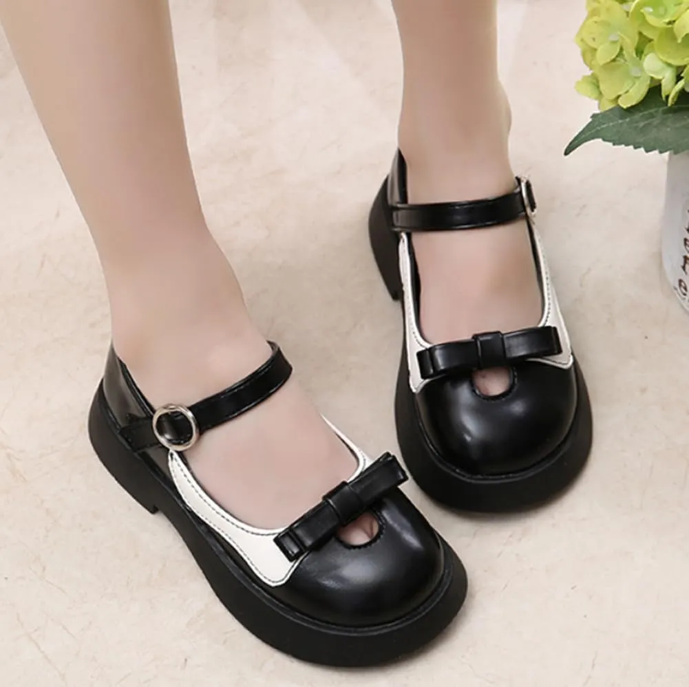 Girls Mary Jane Dress Shoes Ballerina Ballet Flats Flower Princess School Uniform Shoe