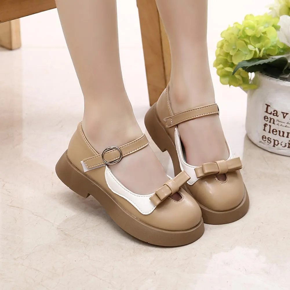 Girls Mary Jane Dress Shoes Ballerina Ballet Flats Flower Princess School Uniform Shoe