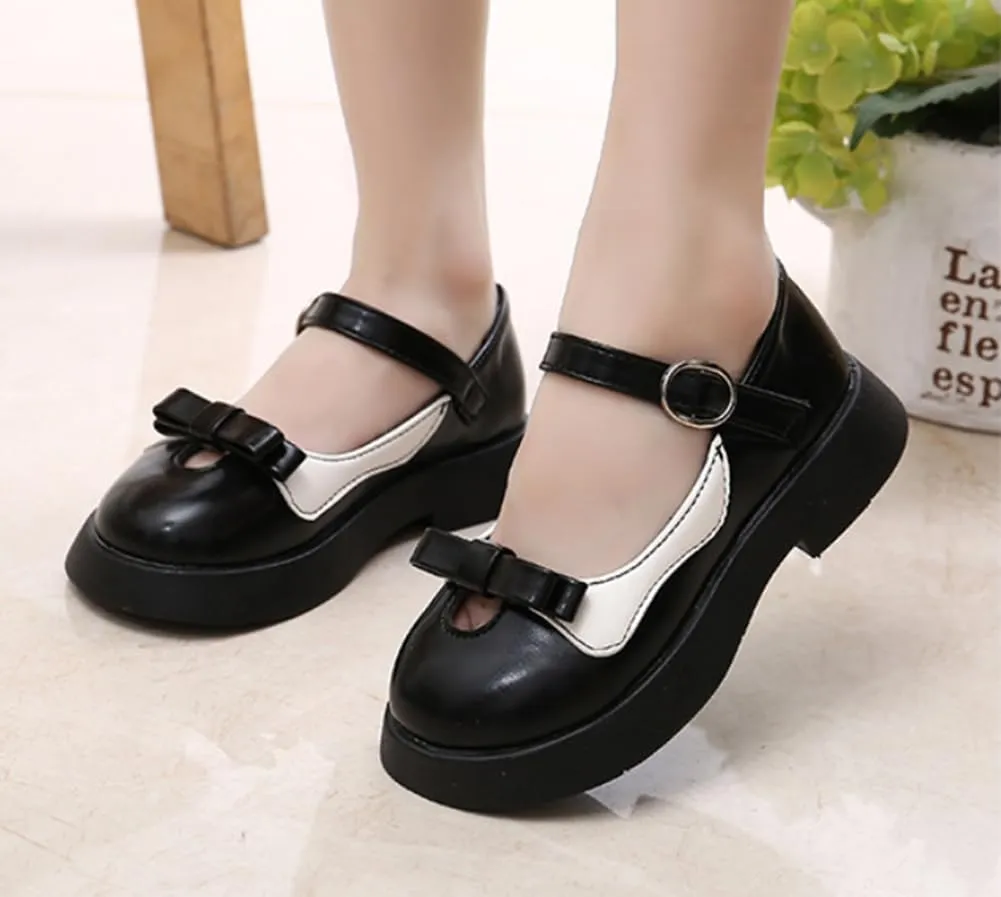 Girls Mary Jane Dress Shoes Ballerina Ballet Flats Flower Princess School Uniform Shoe