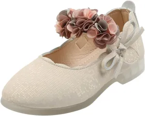 Girls Mary Jane Dress Shoes Flowers Strap Bows Flower Girl Wedding Low Heels Little Girls Pump Girl Mary Jane Shoes