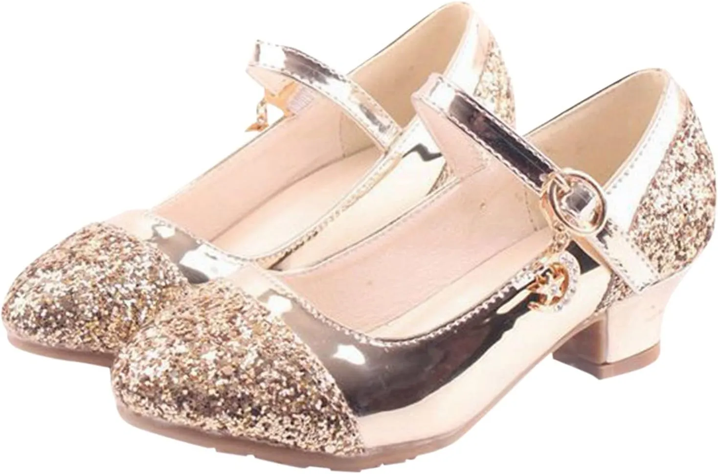 Girls Mary Jane Dress Shoes Rhinestones Sparkle Flower Girl Wedding Low Heels Toddler Girls Pump Shoes