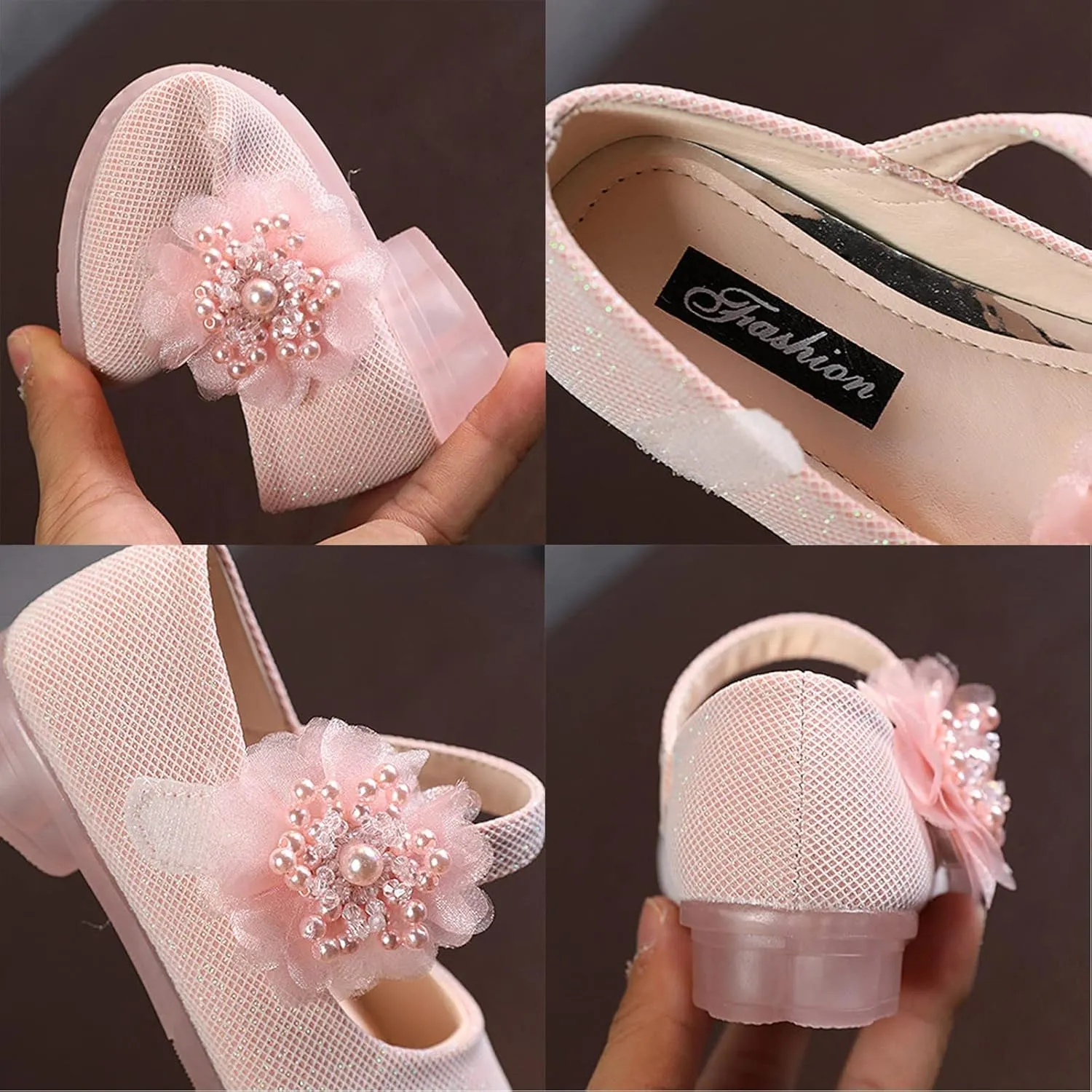 Girls Mary Jane Flat Pump Strap with Flower Ballet Flat Flower Girl Dress Shoes School Party Slip on Toddler Kid Shoes