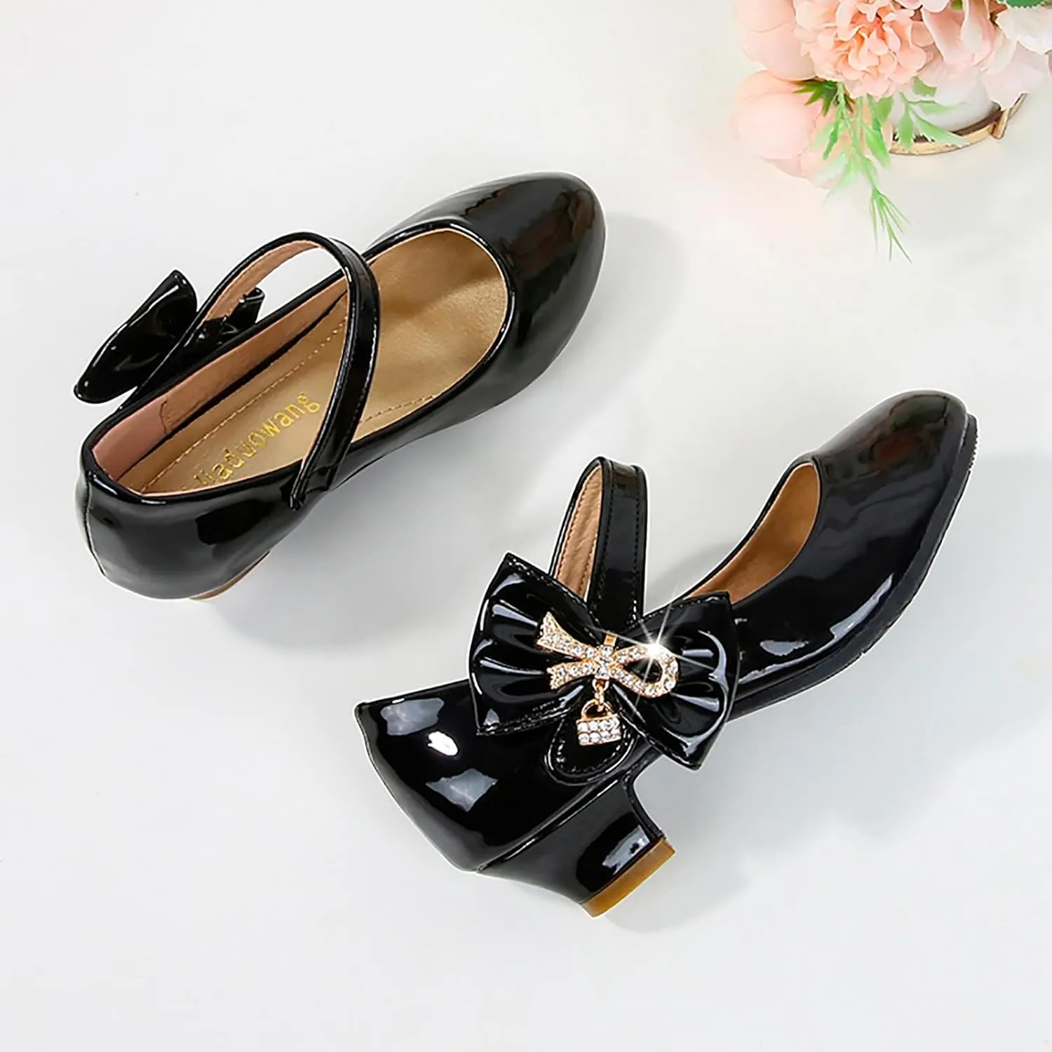 Girls Patent Leather Dress Shoes Toddler Mary Jane Shoes Low Heels Flower Girl Shoes for School Party Wedding