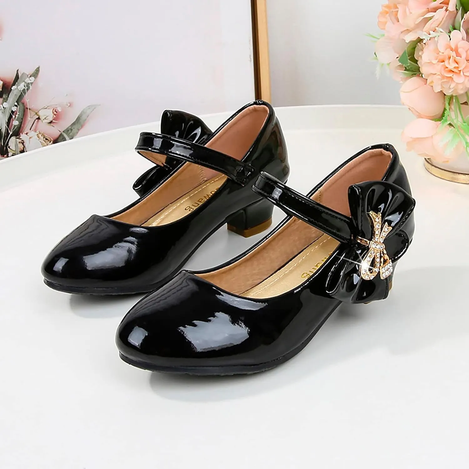 Girls Patent Leather Dress Shoes Toddler Mary Jane Shoes Low Heels Flower Girl Shoes for School Party Wedding