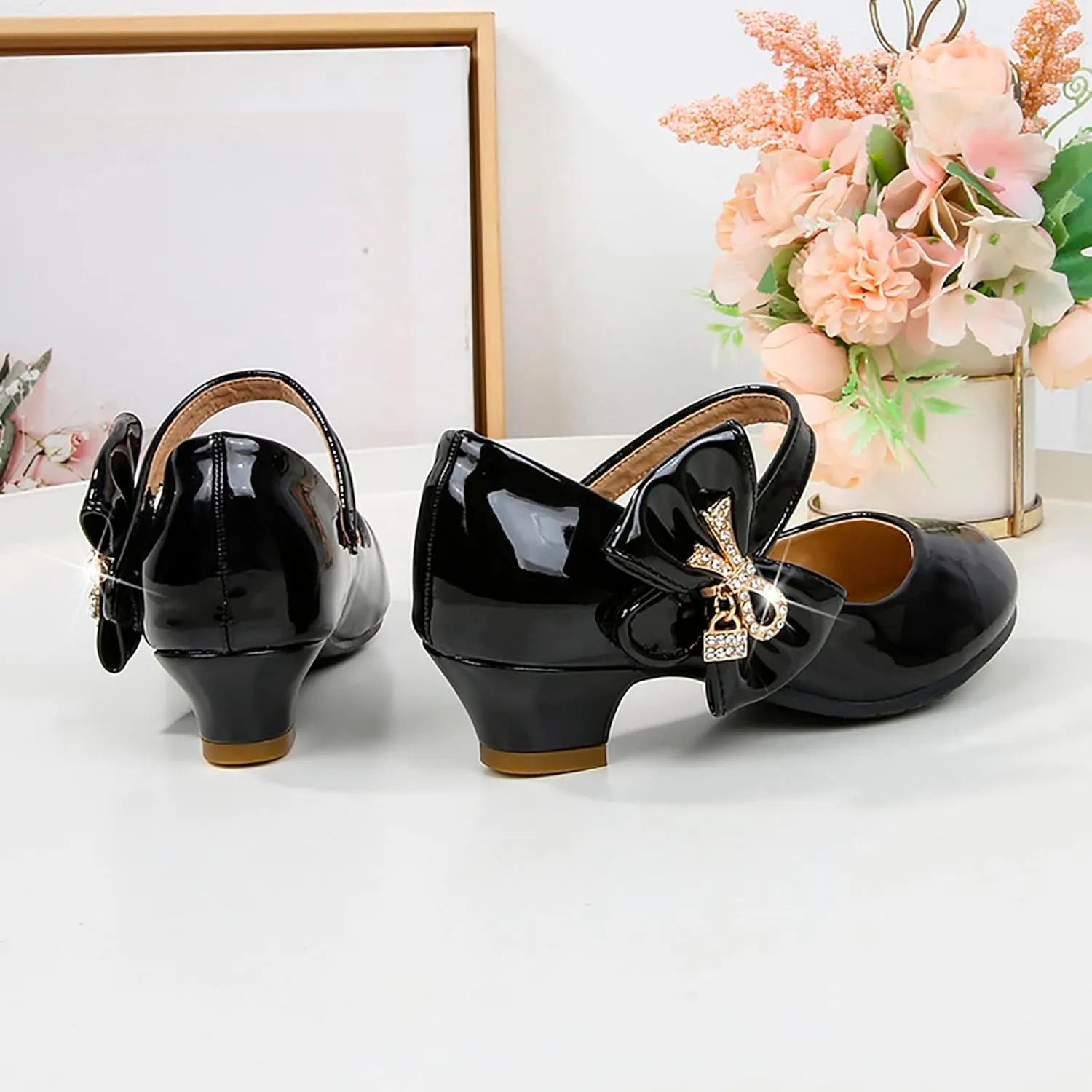 Girls Patent Leather Dress Shoes Toddler Mary Jane Shoes Low Heels Flower Girl Shoes for School Party Wedding