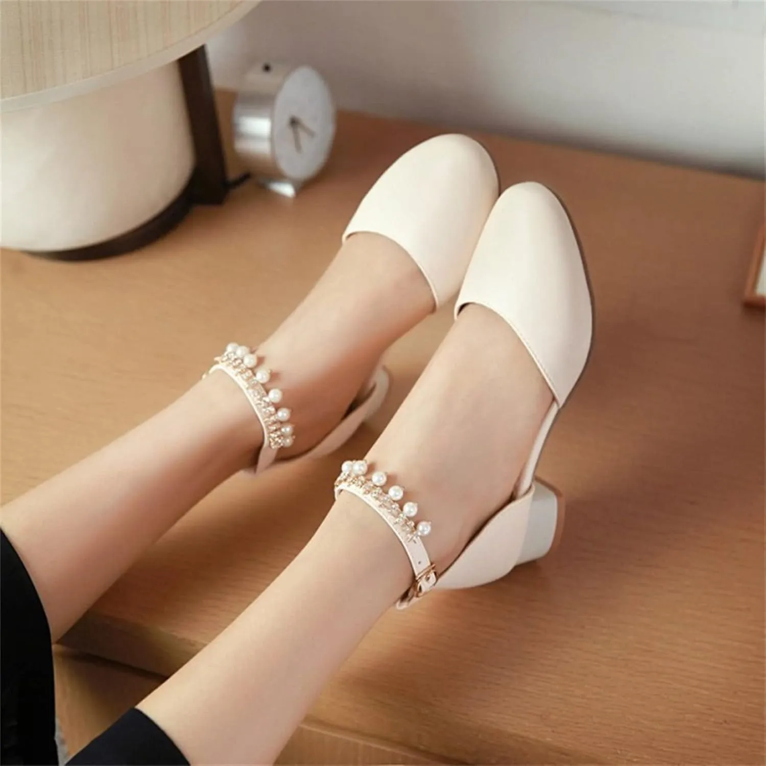 Girl's Pumps Mary Jane Dress Shoes Low Heel Dress Pearls Flower Girl Wedding Party Shoes Toddler Sandals