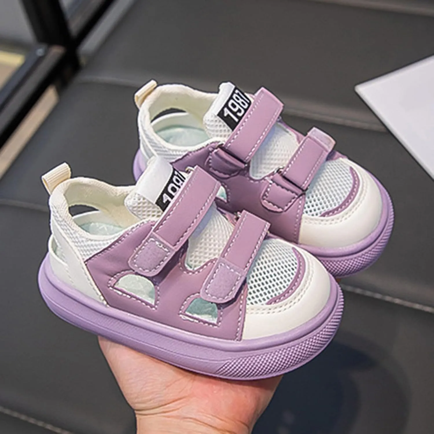 Girls Sandals Toddler Summer Shoes Closed Toe Two Adjustable Hook and Loop Strapped Sport Sandal Kids Breathable